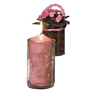 Gold Filigree Pillar Candle Holder