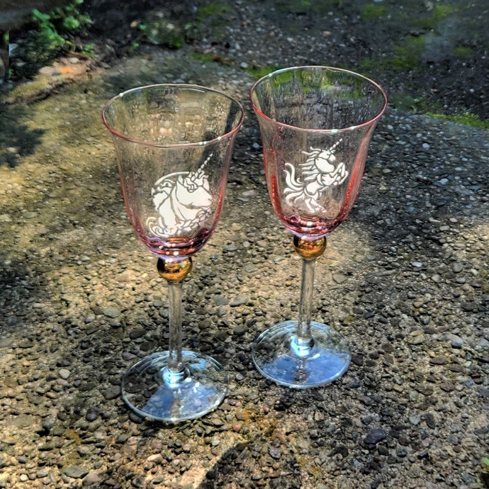 Enchanting Unicorn Wine Glasses -  - Glass Etching