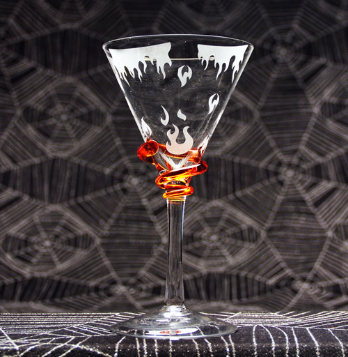 Flaming Martini Glass -  - Glass Etching Supplies