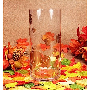 Autumn Leaves and Pumpkins Vase