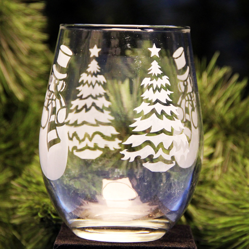 Stemless Snowman Glass -  - Glass Etching Supplies Superstore