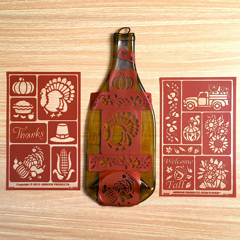 Thanksgiving Slumped Wine Bottle