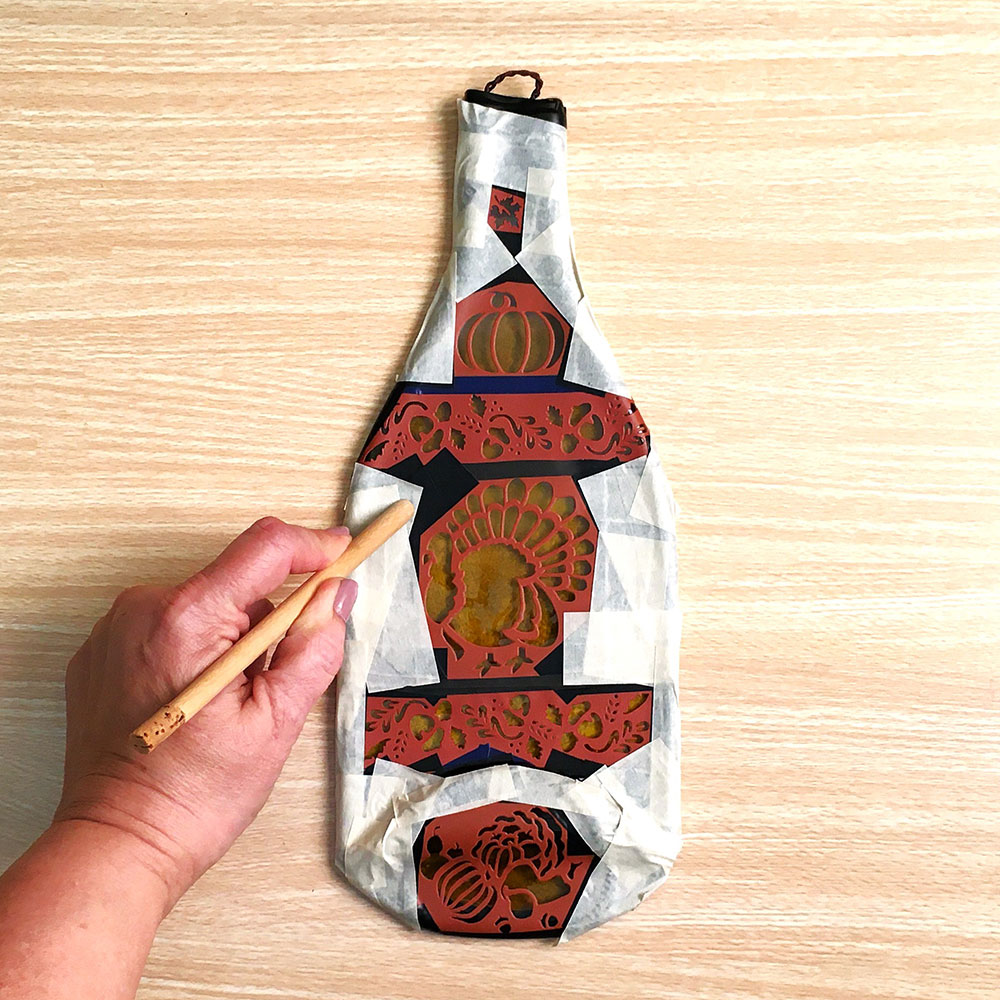 Thanksgiving Slumped Wine Bottle