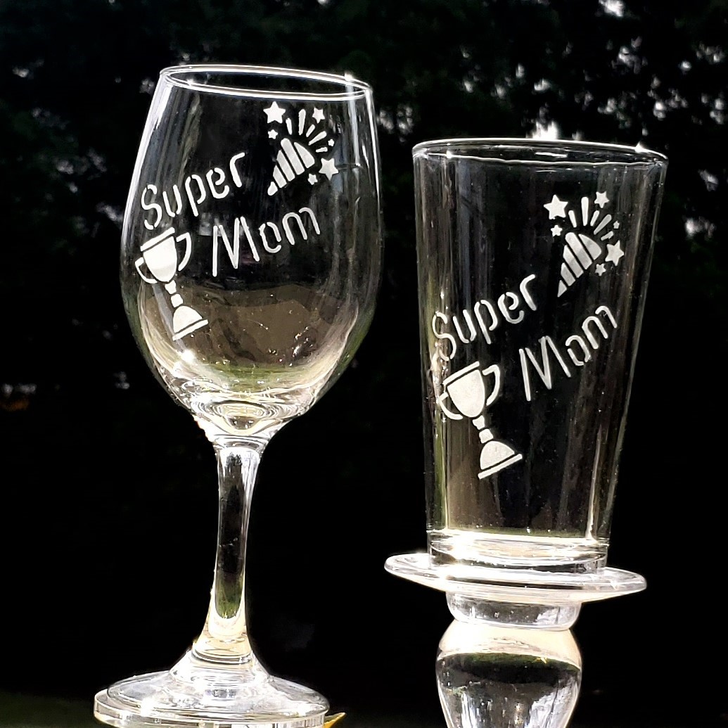 Super Mom Water & Wine - Etchworld.com - Glass Etching Supplies Superstore