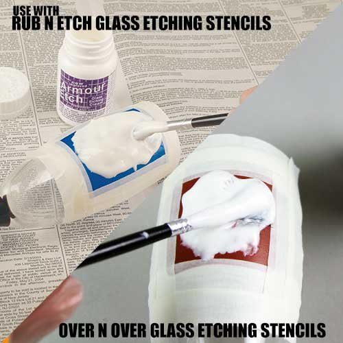 Glass Etching Cream by Armour Etch: 2.8 oz Bottle + How to Etch eBook &  Brush