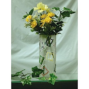 Custom-Cut, Etched Floral Vase