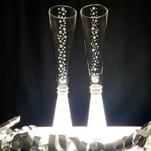 Bubble and Bling Champagne Glasses