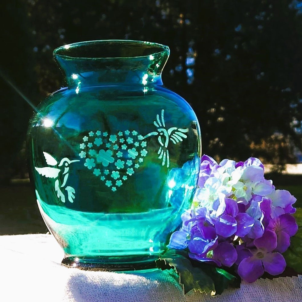 Green Hummingbird Vase