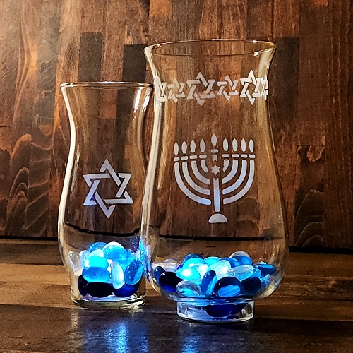 Hanukkah Lights Hurricane Vases
