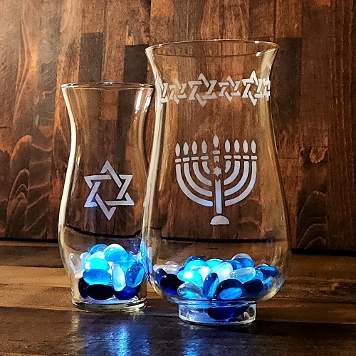 Hanukkah Lights Hurricane Vases