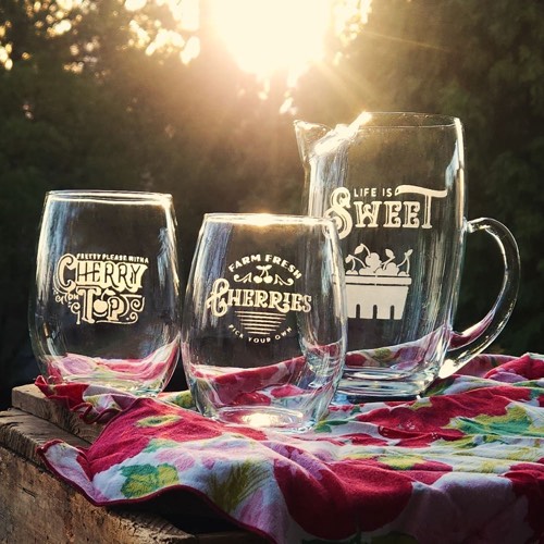 Life is Sweet Pitcher & Wine Glasses