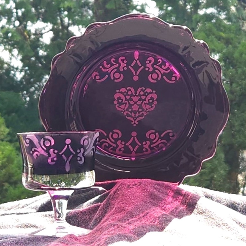 Ornate Amethyst Dessert Set