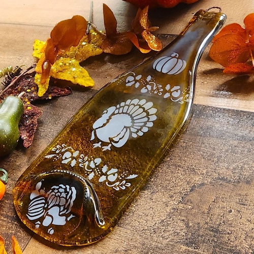 Thanksgiving Slumped Wine Bottle