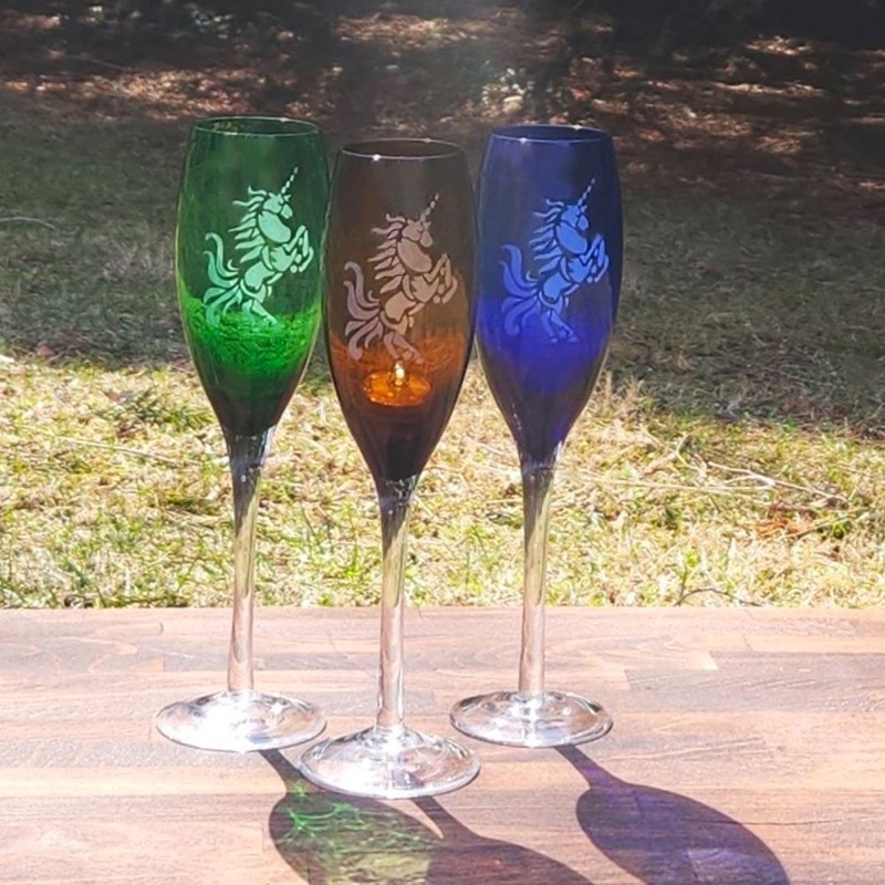 Unicorn Champagne Flute Candle Holders