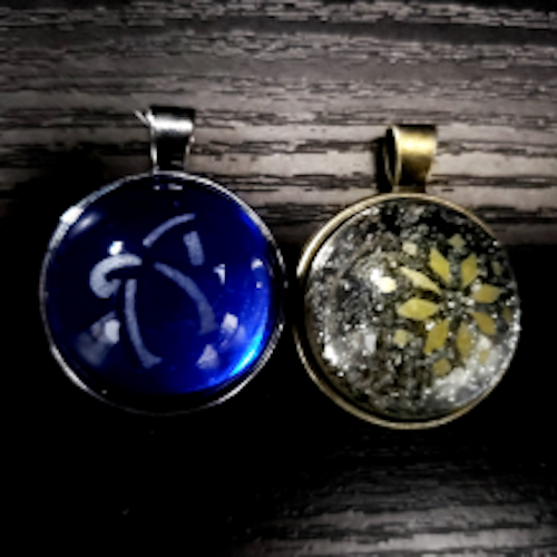 Monogram & Snowflake Glass Cabochon Pendants