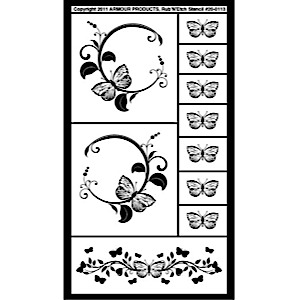 Butterfly & Flowers Glass Etching Stencils with Border Designs