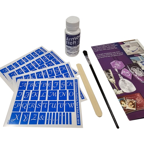 Script letters with 1.5 oz Armour Etch