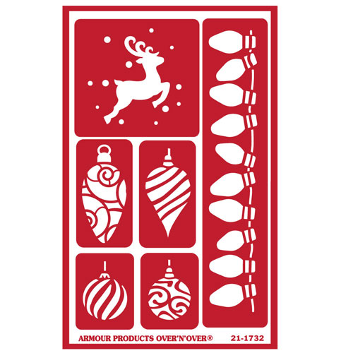 or Stamping - Bundle of Two Sets Holiday Baubles & Christmas 2 Over n Over Reusable Self-Stick Etching Stencil for Glass 