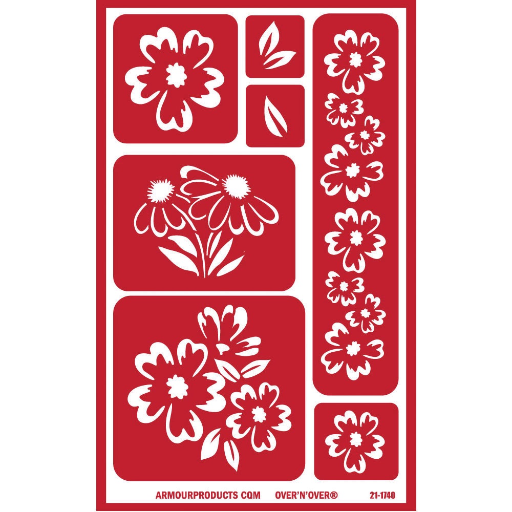 130451 Rub n ft. Etch Glass Etching Stencils 5 in. x 8 in. 1-Pkg-Detailed  Floral 