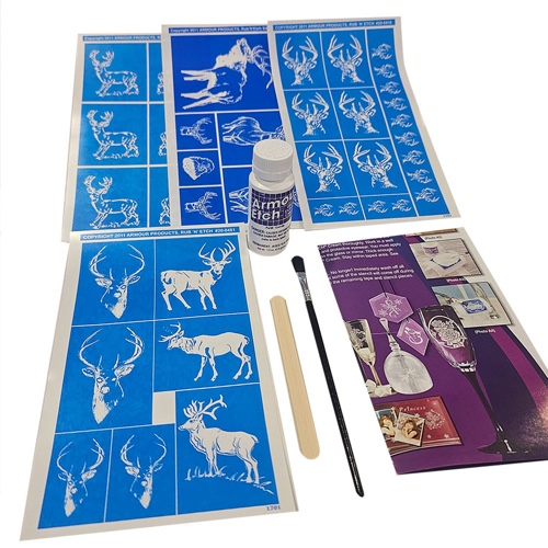 Deer Assortment Stencils with 1.5 oz Armour Etch