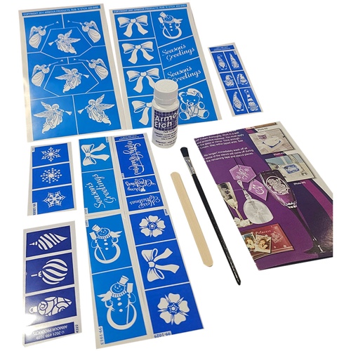 Christmas Assortment Stencils with 1.5 oz Armour Etch 
