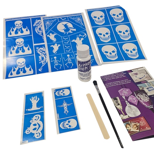 Halloween Assortment Stencils  with 1.5 oz Armour Etch 