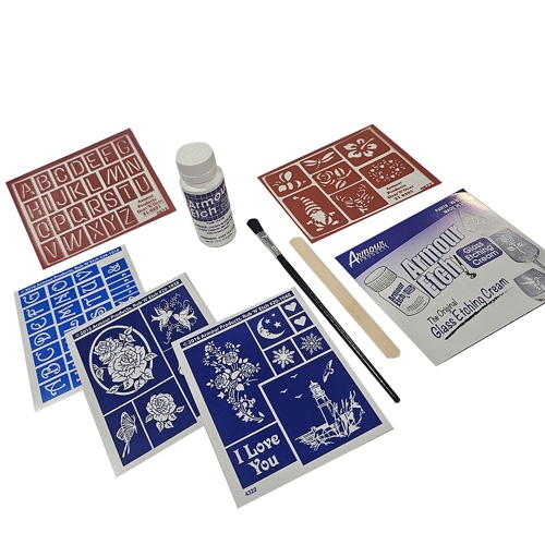 Assorted Stencils with 1.5 oz Armour Etch 