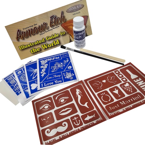 Assorted Stencils with 1.5 oz Armour Etch 