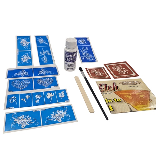 Floral Assortment Stencils with 1.5 oz Armour Etch 